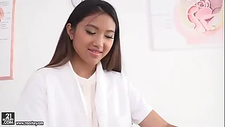 Asian slutty take charge of got double penetrated - Mai Thai, Thomas Stone and Csoky Ice